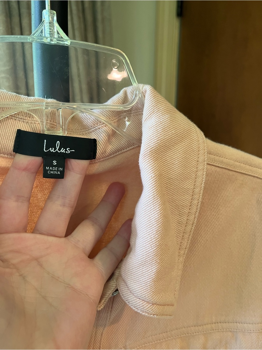 Lulu's Blush Pink Cropped Jean Jacket - Picture 4 of 6